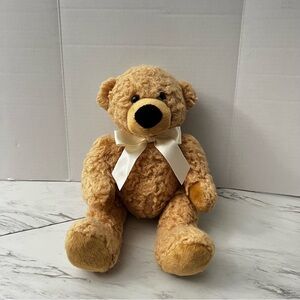 Fiesta Sitting Tan Bear With Ribbon Bow Beige Size 13" Stuffed Animal Plush